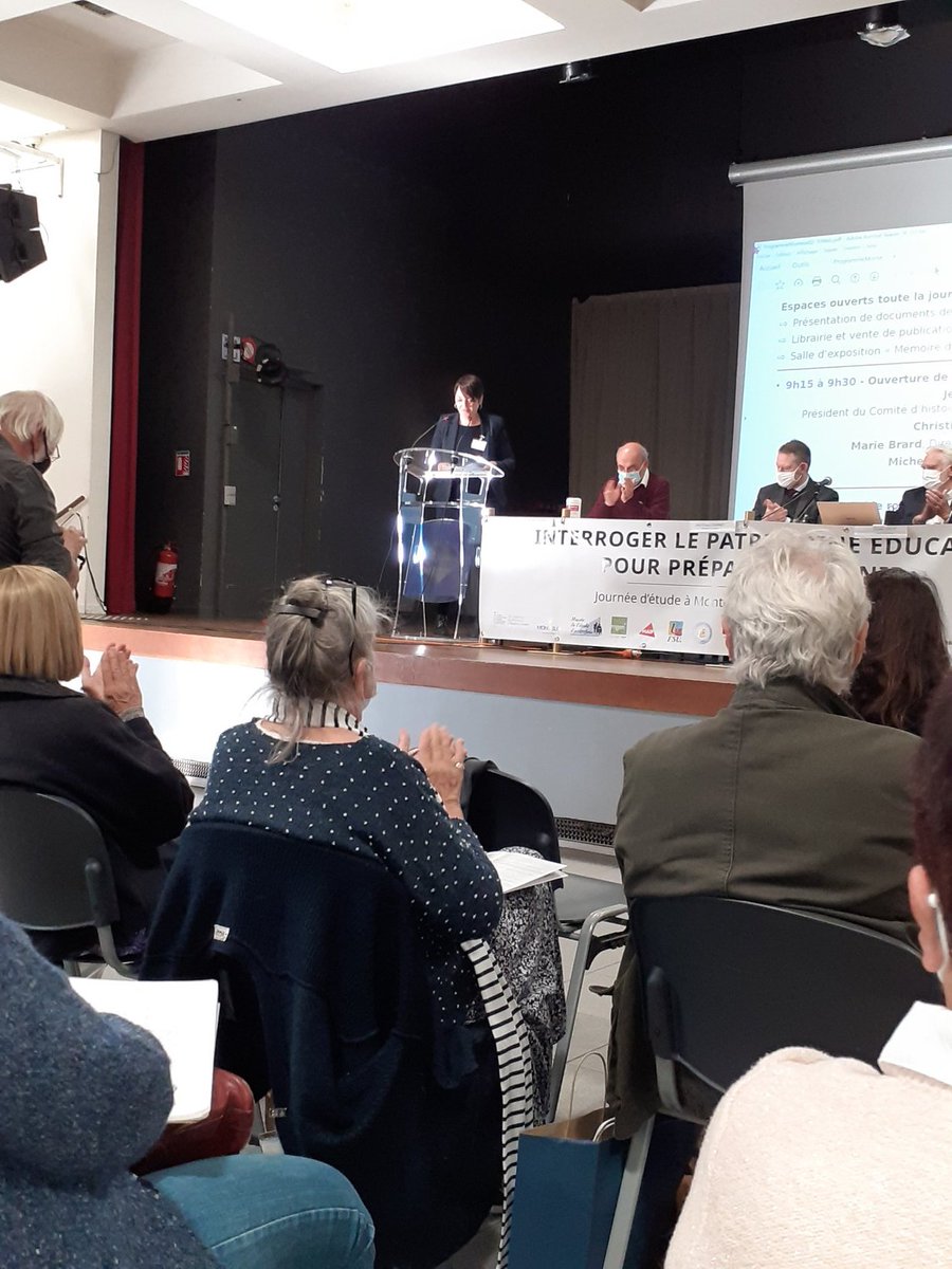 MuseeEducation's tweet photo. Ce #samedi 23 octobre, mot d'ouverture de la journée d'étude "Interroger le patrimoine éducatif pour préparer l'avenir", du Recteur  @ChanetJF, du maire de la #villedemonteux, de la directice du #Munaé et du président de #lAMNEPE https://t.co/LFZKQ7SZrG