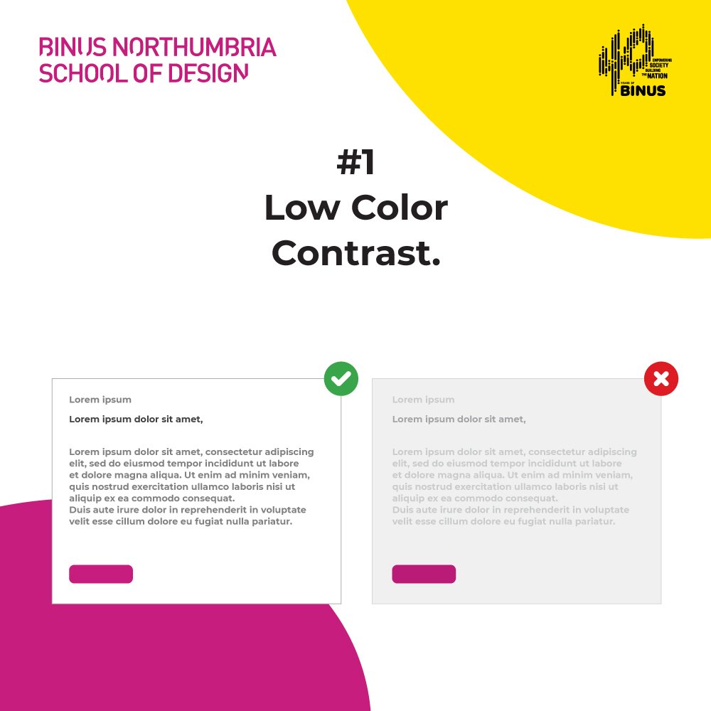 binusBNSD's tweet photo. In UI/UX, the slighest mistake can cause discomfort to users. That's why everything has to be perfect from top to bottom. Here are some UI/UX mistakes that commonly happen and the right way to do it.
Visit our Website https://t.co/z8qhIJ0ksn https://t.co/EX38fvwVea