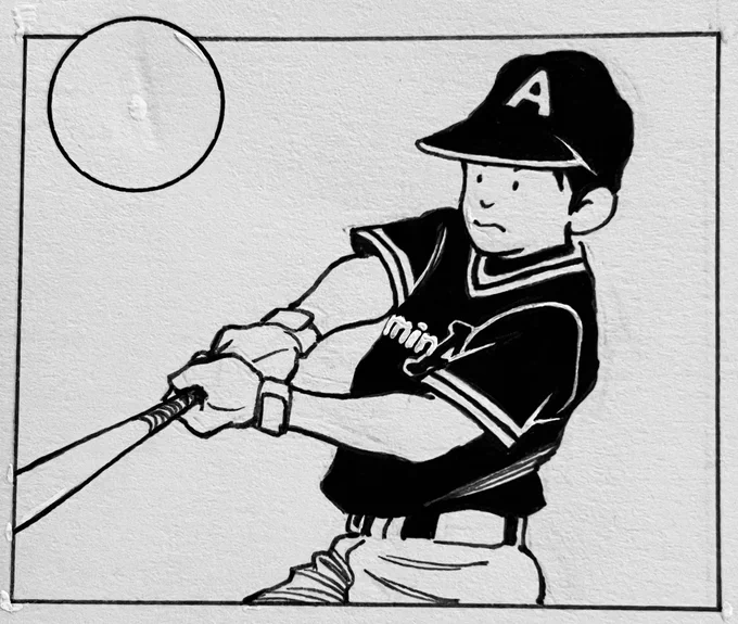 今日の野球⚾️風が吹いて寒かったー🥶視力の不安から途中出場で1打数ノーヒット。今年も残すところあと3試合、かな。そうして冬がやってくるのか🥎⚾️🥎⚾️
(あだち充先生に描いていただいた俺) 
