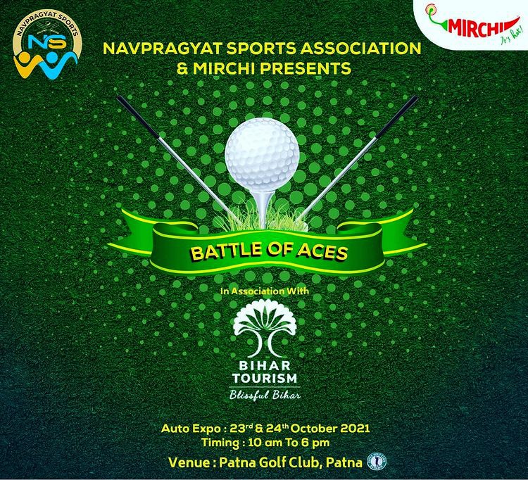 TourismBiharGov's tweet photo. Bihar Tourism in association with Navpragyat Sports is organising Golf tournament associated with product exhibition and auto expo.
#IconicEvent #BATTLEOFACES #GolfTournament #AutoExpo #Exhibition #BiharTourism #IncredibleIndia #Bihar #NewBihar #ExploreBihar #ExperienceBihar https://t.co/VWwZL625bQ