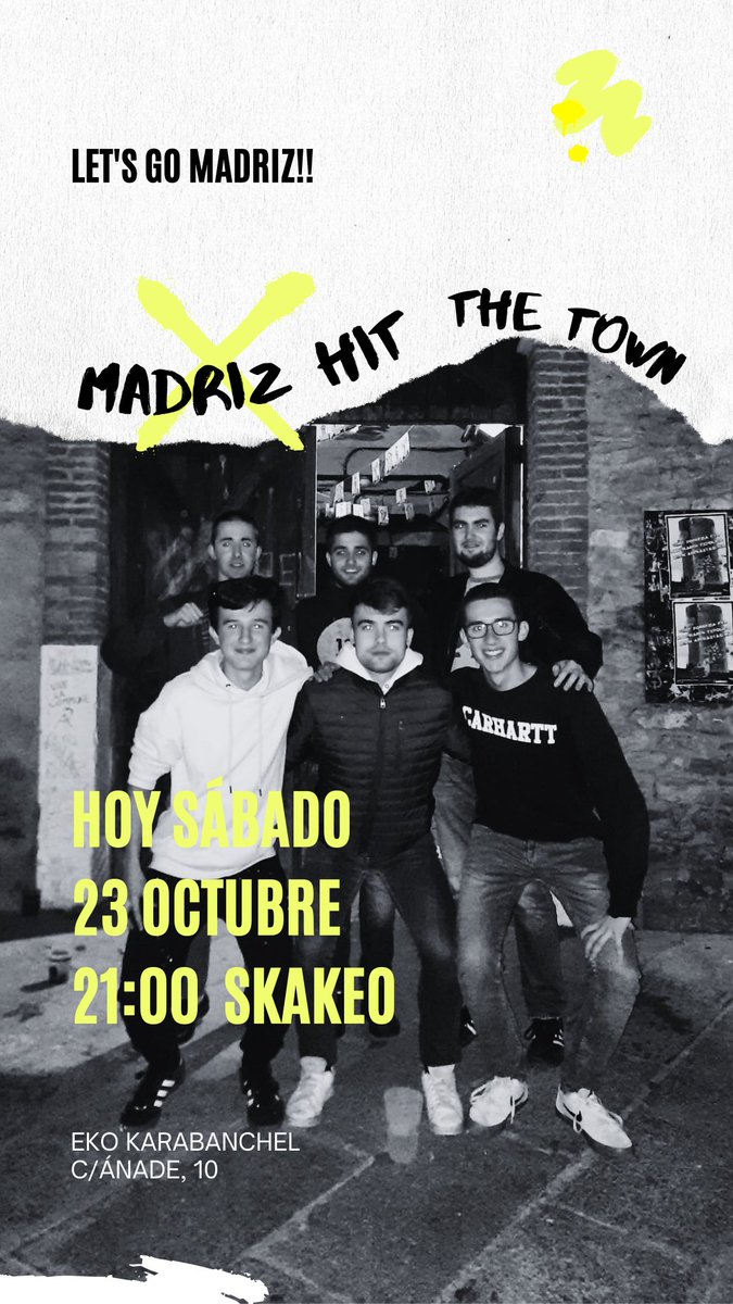 Hoy es el día!!! A las 21:00 estaremos en la <a href="/EKO_Carabanchel/">ESLA Eko</a>  en el encuentro Madriz Hit The Town. Os esperamos!!! 🤜🏿🤛🏻🔥🇯🇲
