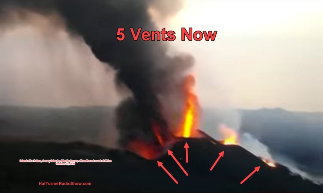 There Are 5  Active Vents On Cumbre Vieja volcano, La Palma Now...

#LaPalma #CumbreVieja #CanaryIslands #Canarias #GranCanaria #LaPalmavolcan #volcanCumbreVieja #España #Spain #volcano #volcan #lava #ErupcionenLaPalma #ErupcionLaPalma #Erupcion