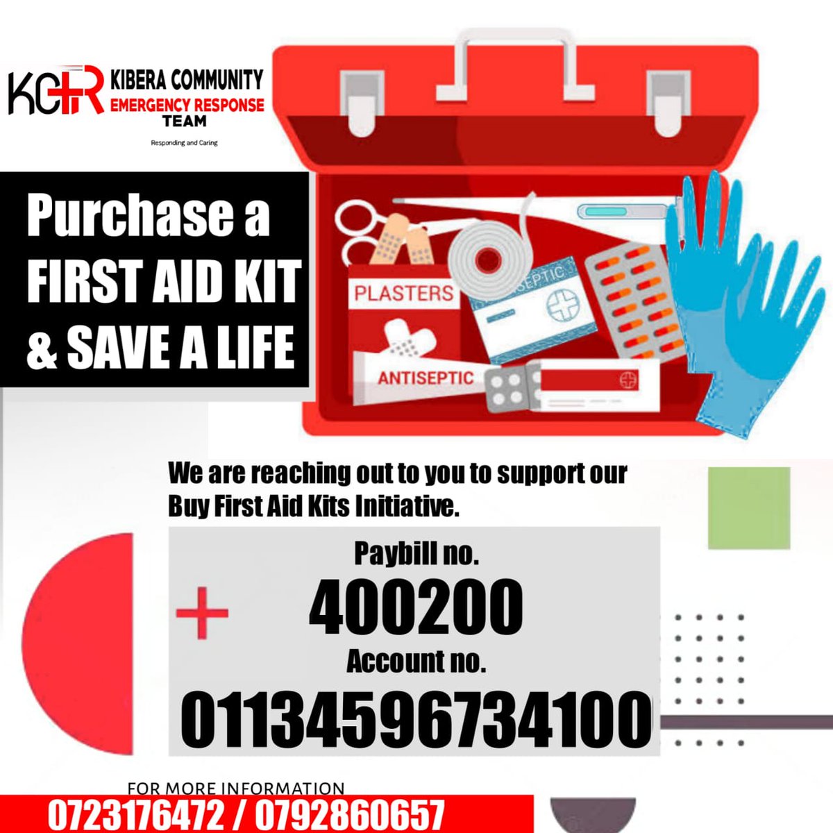 KiberaResponse's tweet photo. Join in our FIRST AID KITS campaign. Buy a First Aid Kit, Save a Life. @UNDRR @stjohnambulance
@AmbulexLtd @UNICEF @CommunityDHR @KenyaRedCross @firstaid4sport
#firstaidkitcampaign https://t.co/T5Gdu1E7Nd