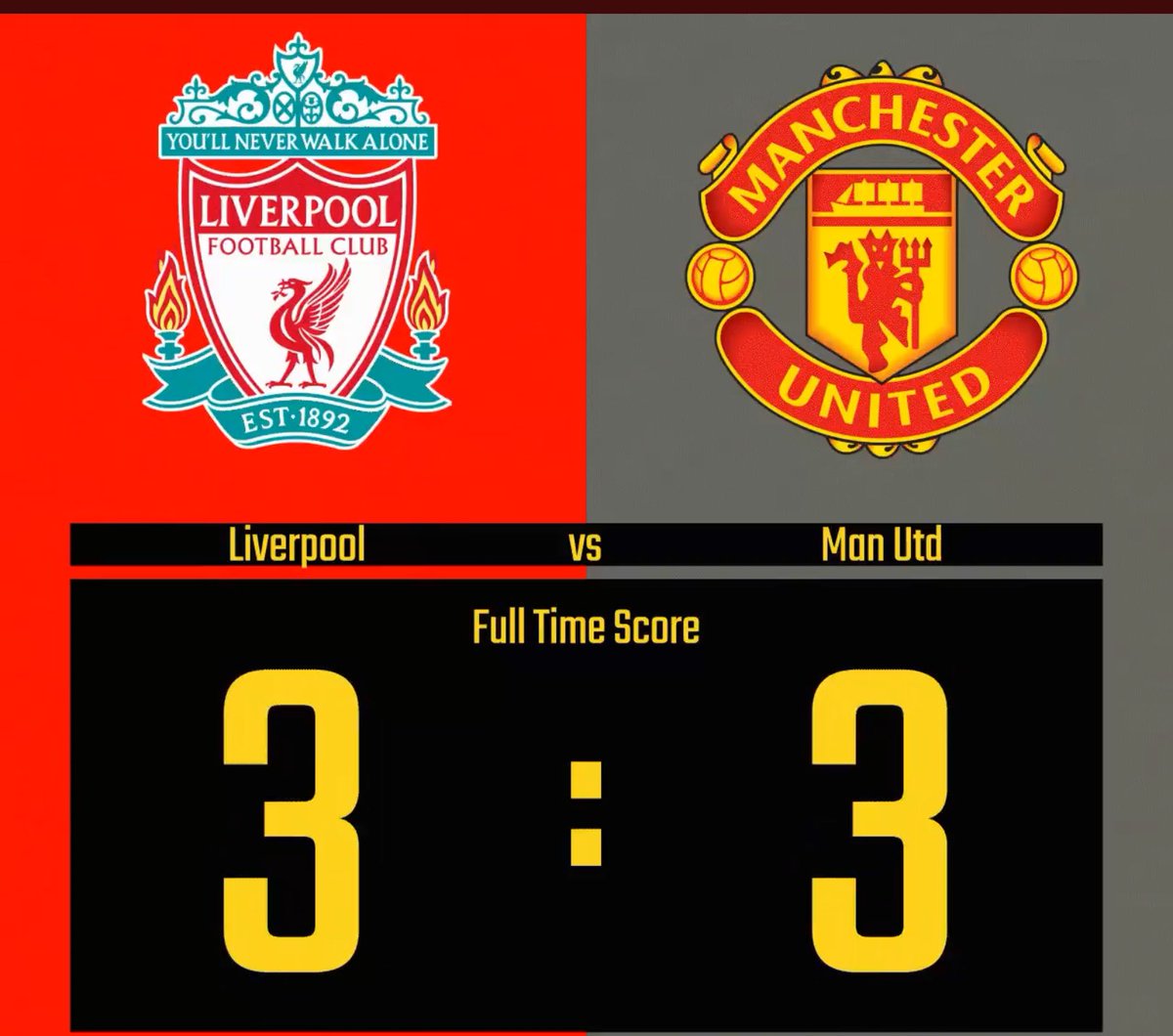 ayubreds's tweet photo. Good morning tweeters,

Happy weekend everyone. 

If Liverpool vs Man Utd full time score line on Sunday is like this, 

Will you take it reds? https://t.co/pXf1RVTiIp