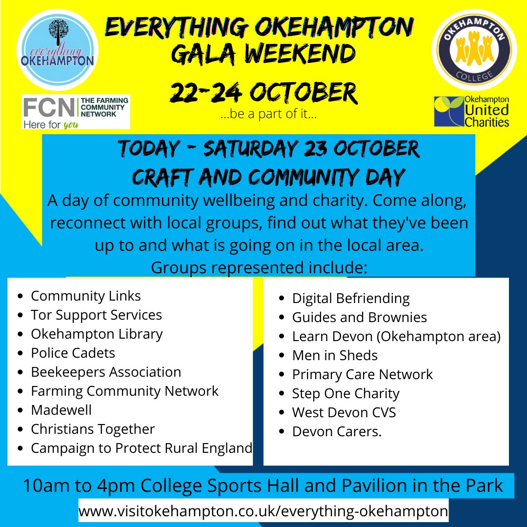 Come and show some support to these wonderful groups and charities. Let’s show EVERYONE what a great community we are here, in and around Okehampton.