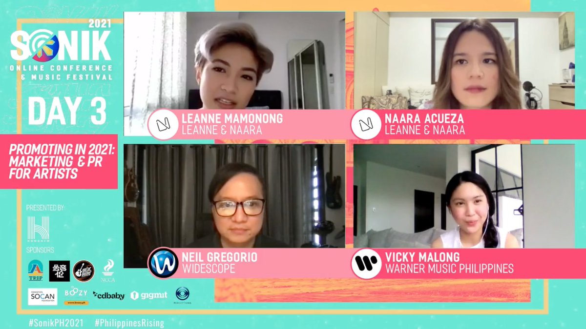 Knowledge bombs at the "Promoting in 2021: Marketing &amp; PR for Artists" talk in #SonikPH2021 #PhilippinesRising

Join us here: bit.ly/sonik2021phili…