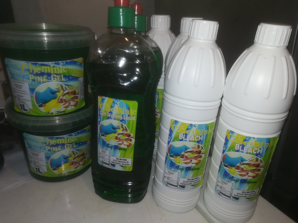 Onicamav's tweet photo. We manufacture strong cleaning detergents Pine gel, Degreaser, Tile Cleaner, Multipurpose cleaner, Thick Bleach, Car shampoo, Dishwasher. Situated in Johannesburg and #Venda #DJSBU https://t.co/HpXu07KSkc