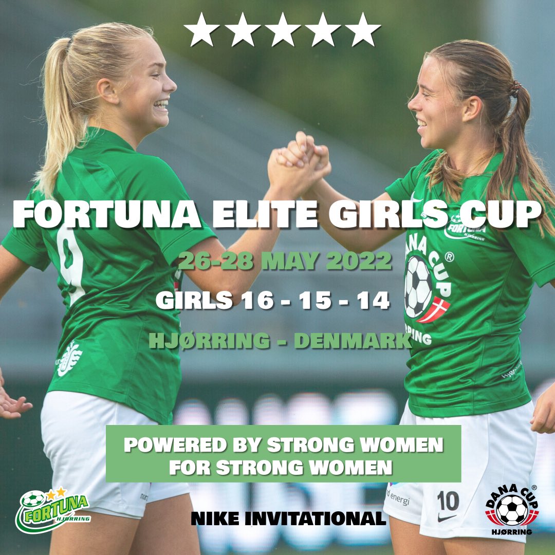 Hvem er klar til en udfordring?
⭐️ FORTUNA ELITE GIRLS CUP ⭐️
Hvis du vil være den bedste, skal du spille mod de bedste 😃3 klasser - 16 tophold i hver klasse 💪Powered by strong women for strong women Mere info 👉 bit.ly/3nluk8P
#Nike #DanaCup #Fortuna #WePlayStrong