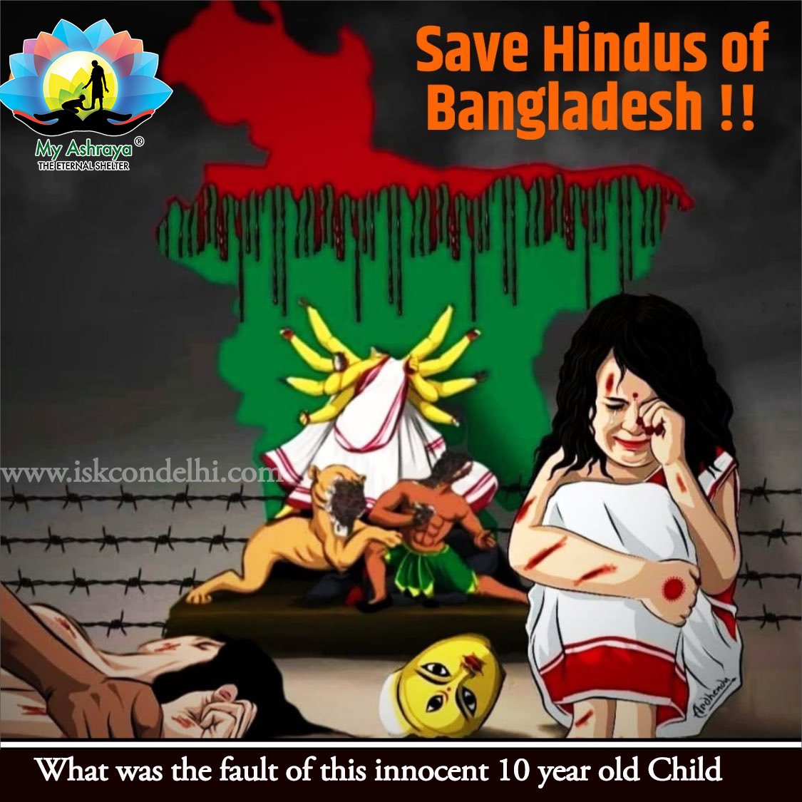 ISKCON_Delhi1's tweet image. #savebangladeshihindu #SwaraBhasker Can anyone answer us What was her Fault. 10 year old child being raped by 50 Shanti Doots.