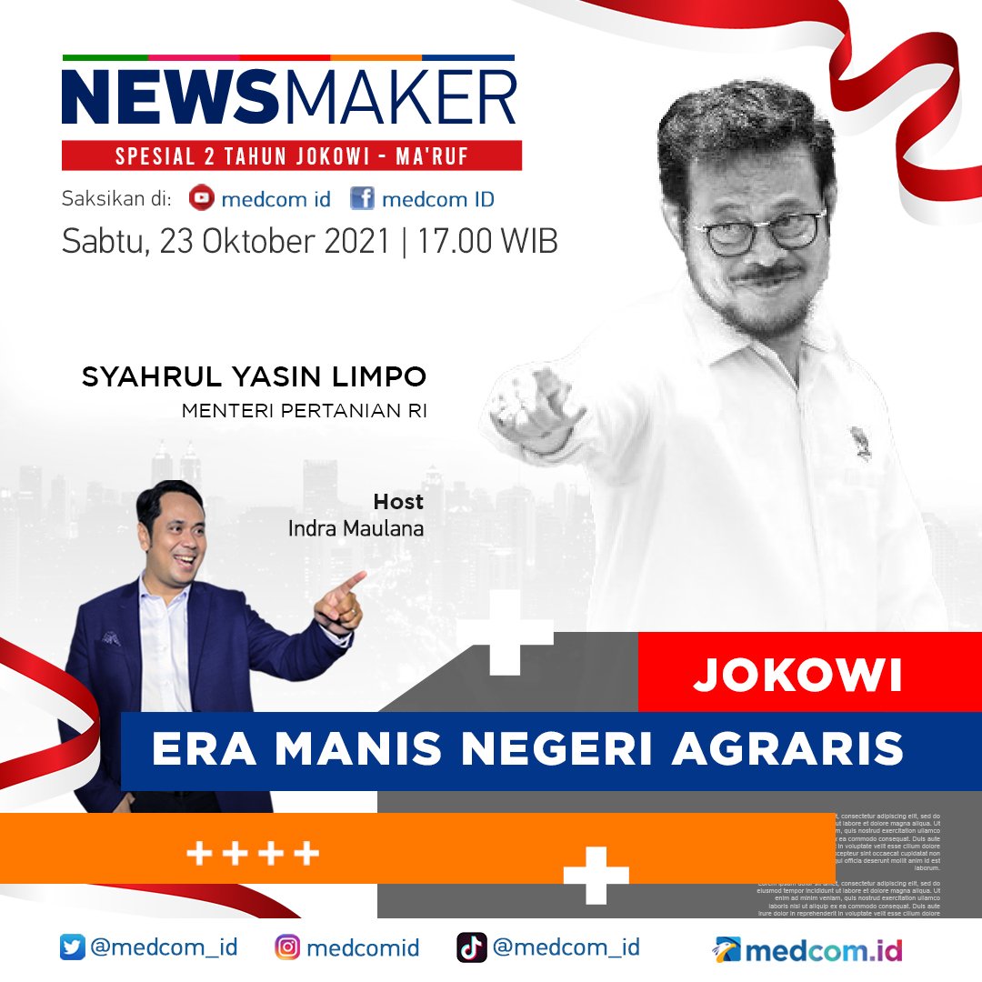 Keberhasilan pemerintah dalam mengelola pertanian di Indonesia mendapat sorotan dari bank dunia yg menyebut pertanian Indonesia sukses tumbuh di tengah pandemi ketika negara lain kekurangan pangan.

selengkapnya bersama Menteri Pertanian <a href="/kementan/">Kementerian Pertanian RI</a> di link bit.ly/3niEZkY