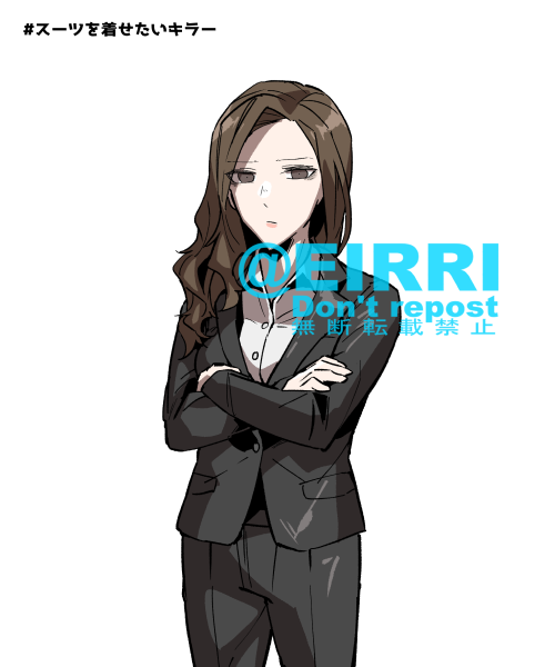 1boy formal male focus weapon suit long hair necktie  illustration images