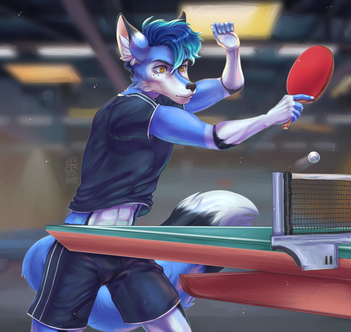 Sn8flaA's tweet photo. Birthday art for my beloved boyfriend @OttoRaindrop 

#furryart #furry #artwork #Tabletennis https://t.co/AgUEScUOFs