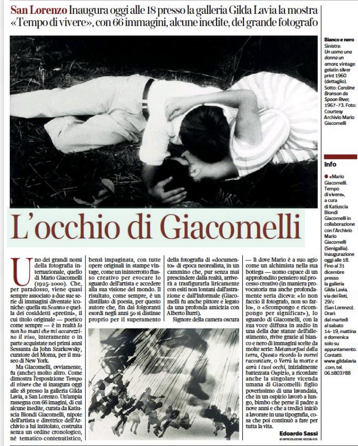 LaviaGilda's tweet photo. Opening today at 6 pm
"Mario Giacomelli. Tempo di vivere", curated by Katiuscia Biondi Giacomelli in collaboration with Archivio Mario Giacomelli. 

@Corriere #art #mariogiacomelli #Gallery #gildalavia https://t.co/79cfGgrQkm
