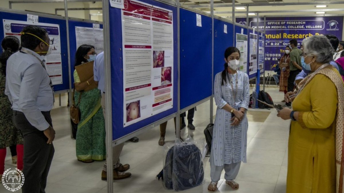 OffCMCVellore's tweet photo. CMC's 11th Annual #Research Day was held on 21 &amp; 22 Oct, 2021. There were 224 poster presentations &amp; 245 podium presentations by faculty &amp; students of medical specialties, nursing and Allied Health Sciences along with Field and Epidemiology, Bioengineering &amp; various PhD programs. https://t.co/lXinLbtsji