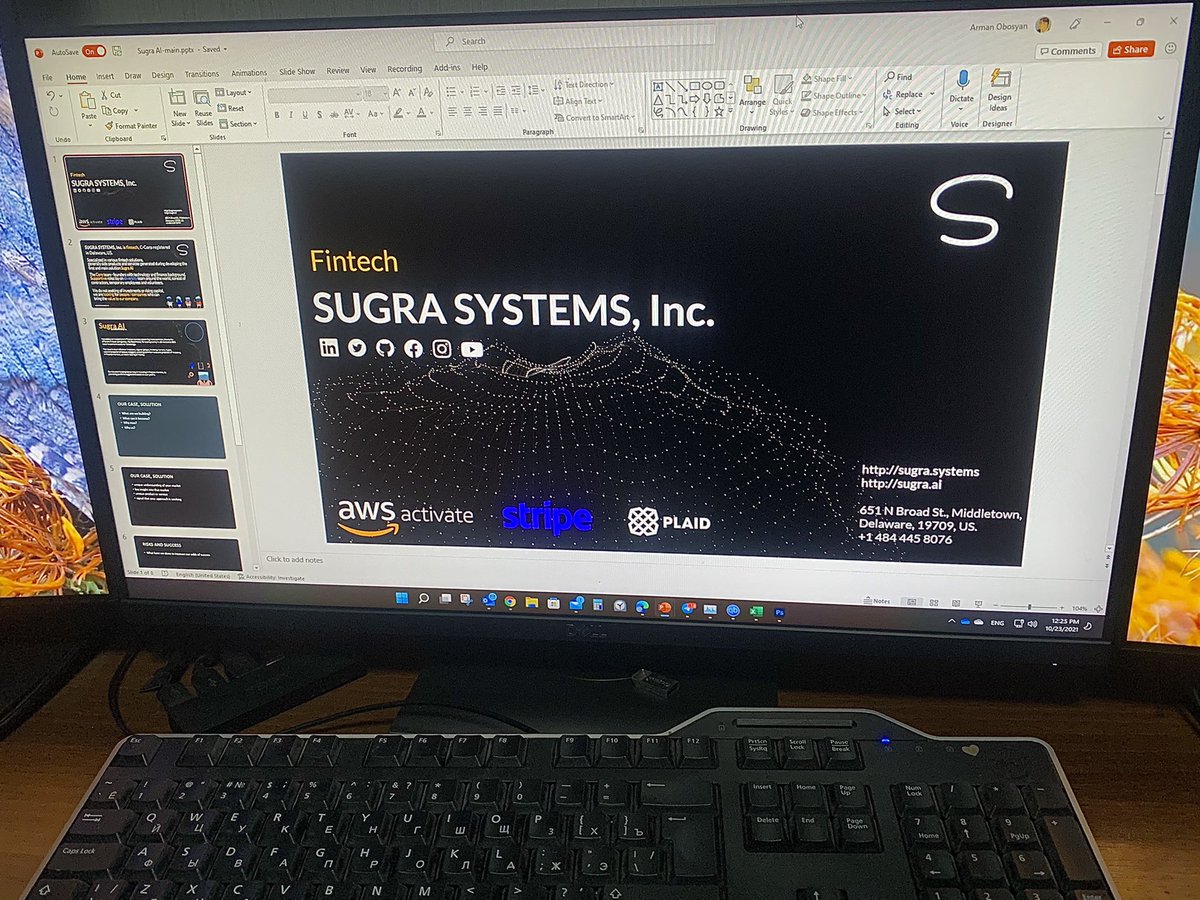 armanobosyan's tweet photo. Saturday morning, good time to transfer thoughts 💭 to company presentation #pitchdeck @SugraSystems, Inc. 🚀

#FinTech #SugraSystems #SugraAI #StartUp https://t.co/TLBmWFdywd