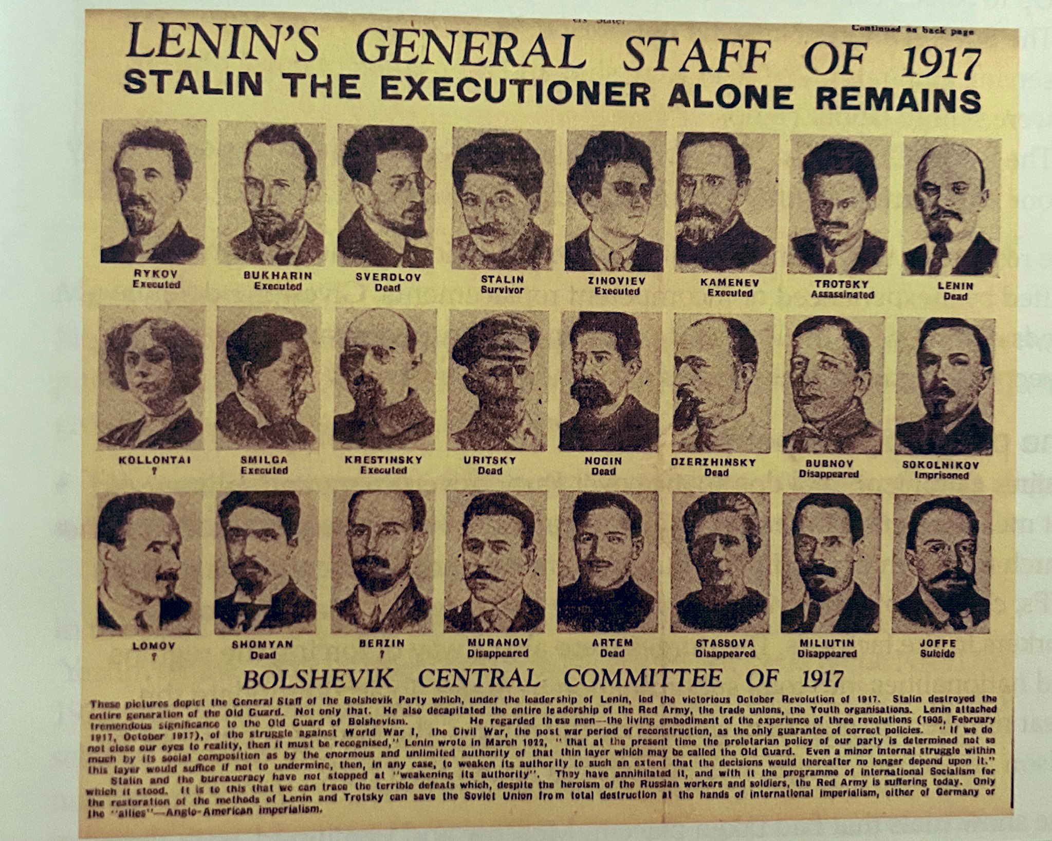 Historychappy on Twitter "Of the 1917 Bolshevik Central Committee