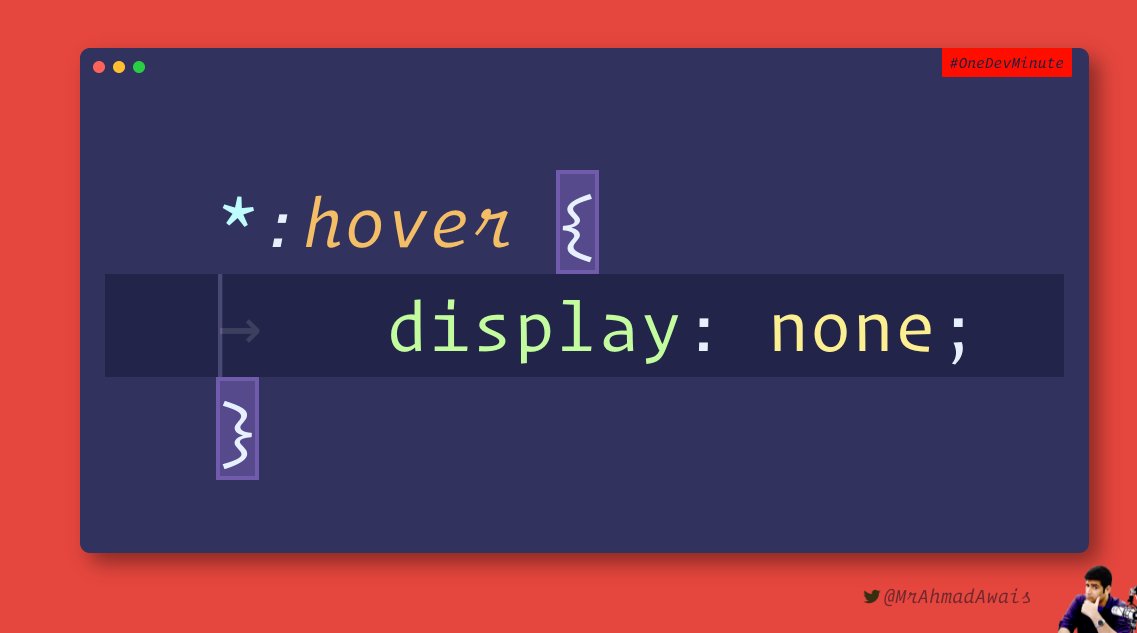 Ahmad Awais on Twitter: "Spooky CSS 🔥 *:hover { display: none; } Caution: Don't Try This at Home. https://t.co/jJh2qHopAh" / X Ahmad Awais on Twitter: "Spooky CSS 🔥 *:hover { display: none; } Caution: Don't Try This at Home. https://t.co/jJh2qHopAh" / X