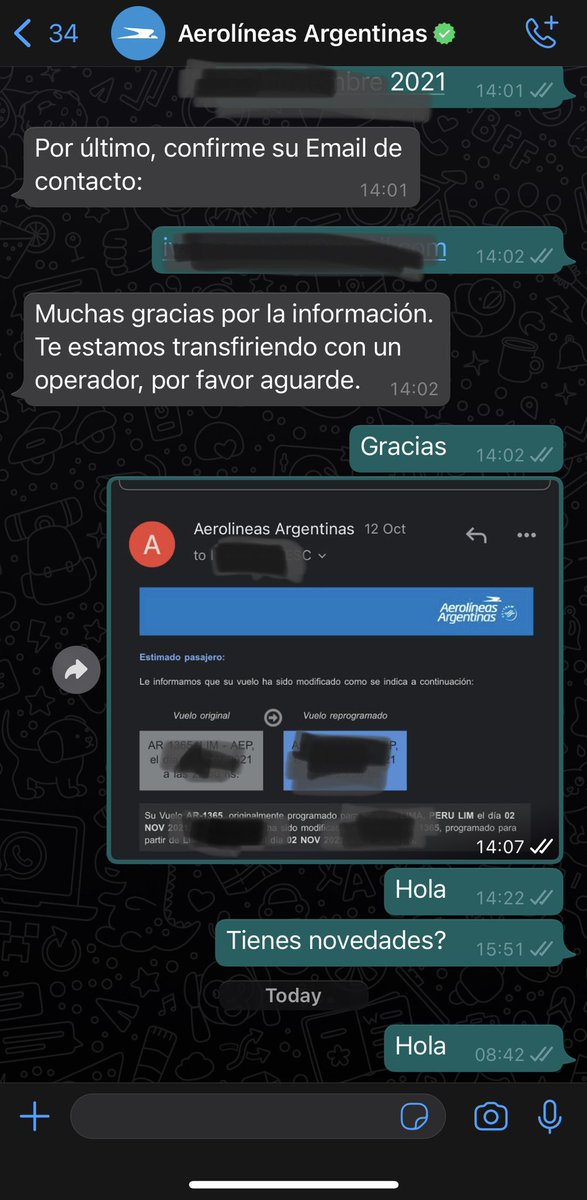 ingipc's tweet photo. @Aerolineas_AR, bien día. Como es la empresa líder de aviación en Argentina, estoy seguro que me van a dar solución por acá; dado que desde el call center, y Whatsapp sigo esperando que me atiendan. 😔 Gracias  #reclamo https://t.co/kqVODaDtV3