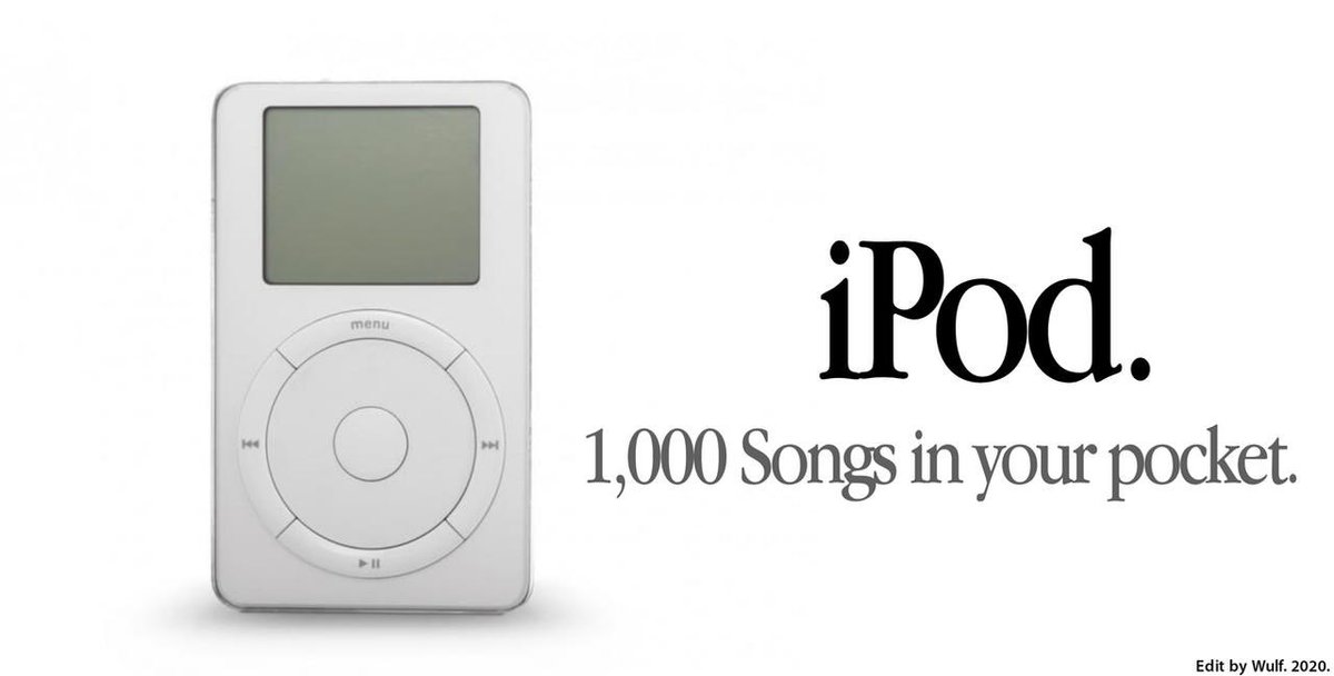 It’s the 20th anniversary of the iPod’s release today. 

Still the greatest copywriting of all time.