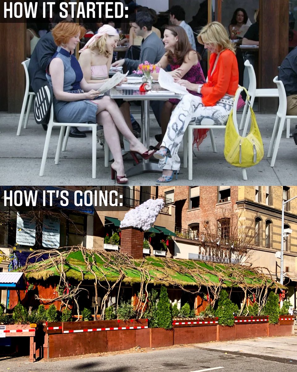 does anyone actually remember eating outdoors in nyc before 2020? OF COURSE NOT OUTDOOR DINING WAS PURE FANTASY!!! #coronashaxx #outdoordining #openrestaurants #brunch
