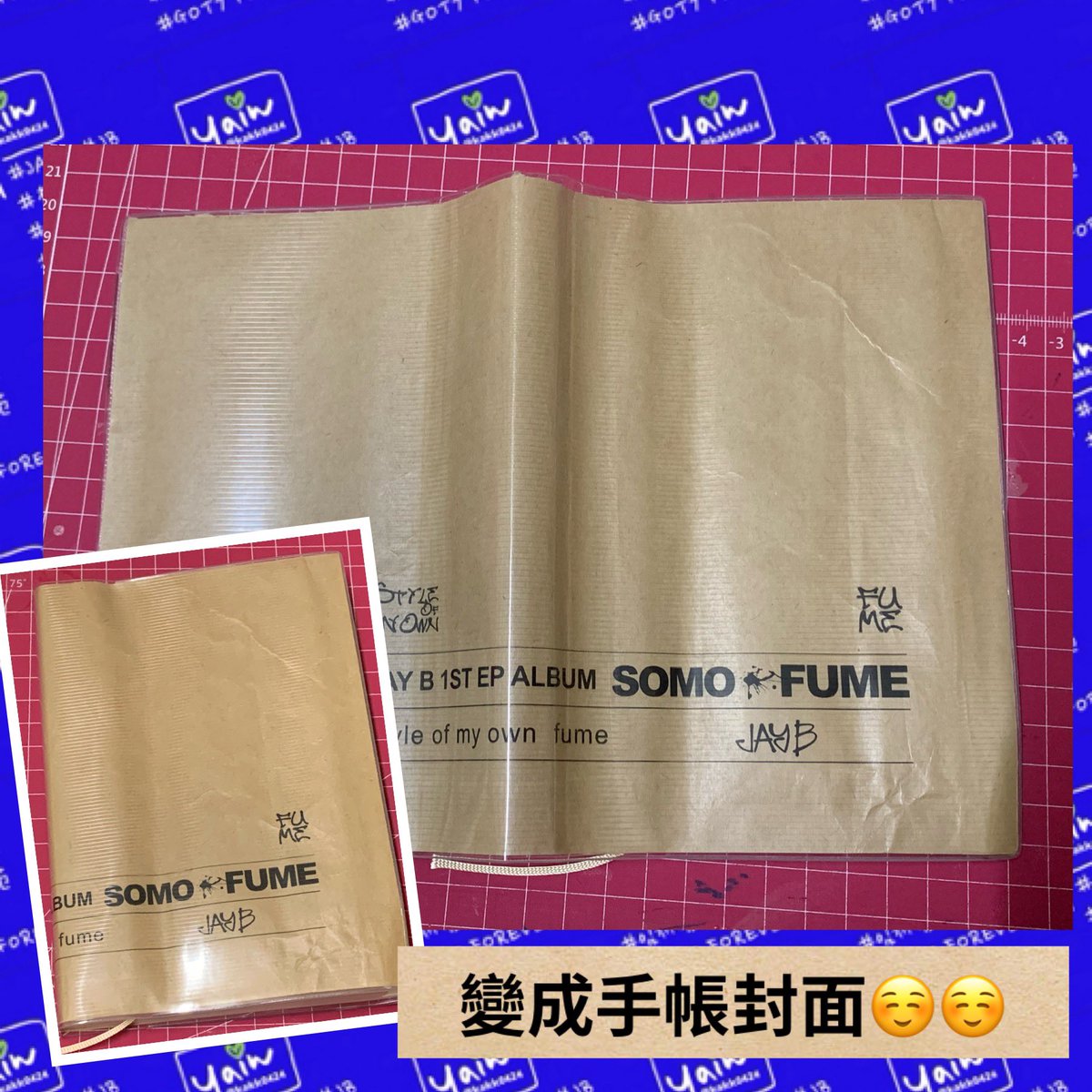 yain_jan's tweet photo. pocket book cover
上次拆封不小心皮肉分離的孩子
今天終於有作為了⋯
再不弄就要壓壞了🌚🌚🌚
很想弄成手機殻但好怕割壞🙈🙈

#SOMOFUME
@jaybnow_hr 
🔗💙🌴💙🔗
#GOT7 #갓세븐 #JAYB #JB #임재범 https://t.co/HiZizIKMNU
