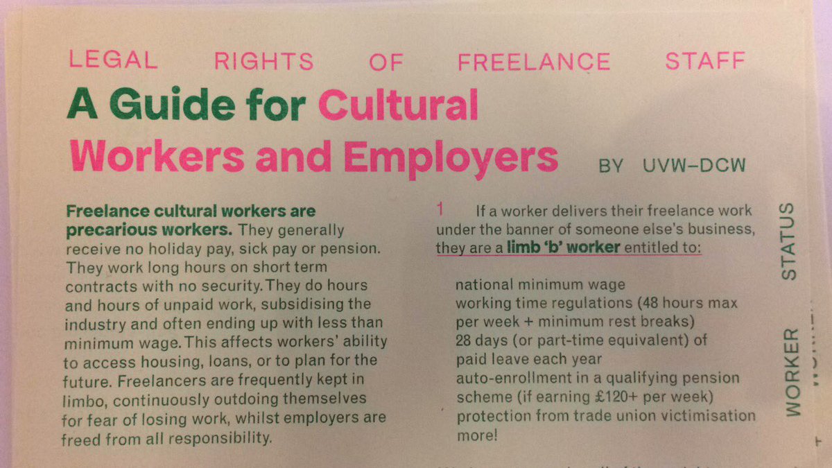 UVW Designers + Cultural Workers (@uvw_dcw) on Twitter photo Our freshly printed guide on freelance worker status is proving very popular today <a href="/BoundFair/">Bound Art Book Fair</a>
There is also an online copy 👀 drive.google.com/file/d/1T1FT3O… Our freshly printed guide on freelance worker status is proving very popular today <a href="/BoundFair/">Bound Art Book Fair</a>
There is also an online copy 👀 drive.google.com/file/d/1T1FT3O…