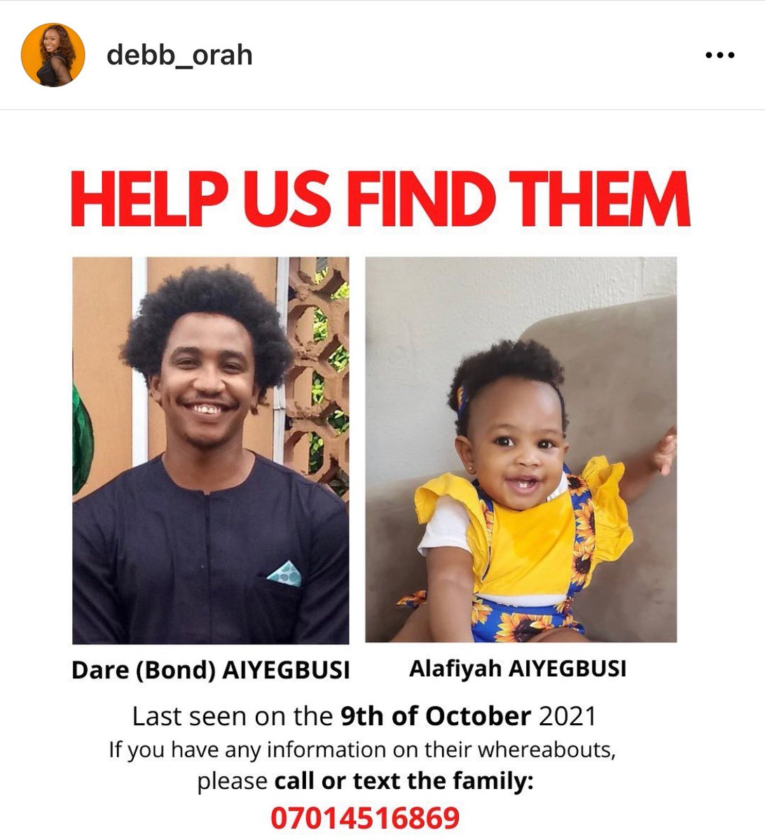 the5actor's tweet photo. Dare and Alafiyah Aiyegbusi have been missing since the 9th of October, help us find them 😢 https://t.co/rYfkrh9A9L