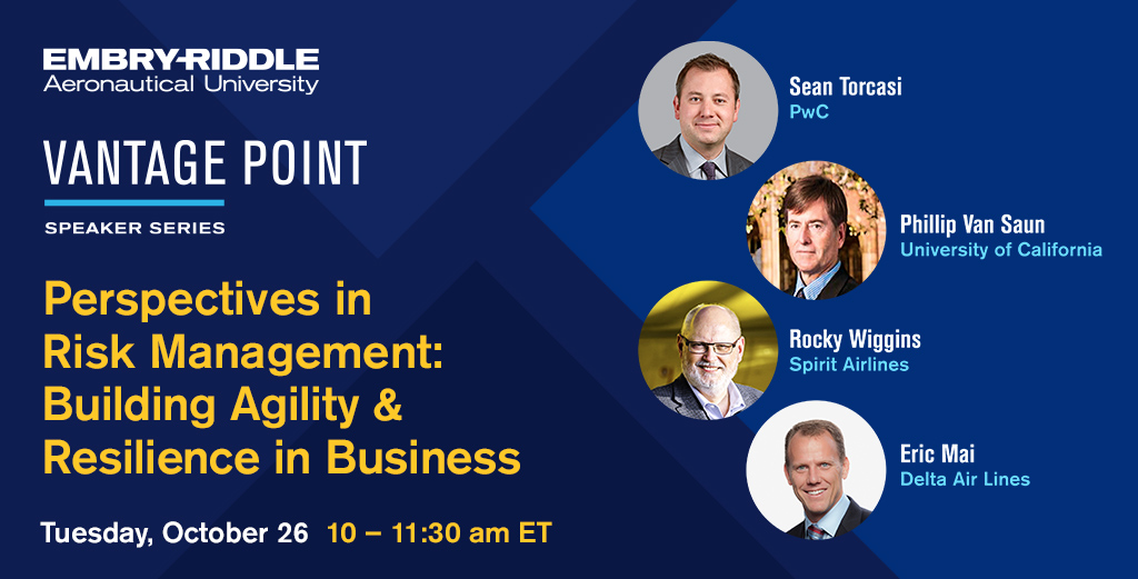 ERAUWorldwide's tweet photo. Please join us on Oct. 26 for the next Vantage Point Speaker Series event. Sean Torcasi and four other industry experts will discuss risk management. The virtual conversation is free and open to the public. https://t.co/Ti2ptW1rzI https://t.co/3EQxNu8tcQ