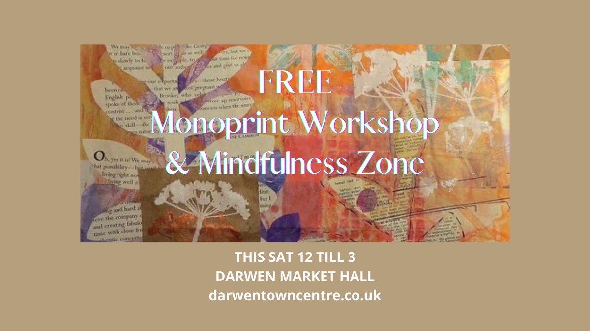 Our FREE activites continue today from 12 till 3 at Darwen Market Hall.

Bring the family and enjoy a few hours of painting with nature.

#mindfullness #Zen #create #make #wellbeing

<a href="/blackburndarwen/">Blackburn with Darwen Council</a> <a href="/VisitLancashire/">visitLancashire.com</a> <a href="/Gillylancs/">John Gillmore</a> <a href="/DarwenOnline/">Darwen Online</a> <a href="/DarwenToday/">DarwenToday</a> <a href="/DarwenCouncil/">Darwen Town Council</a>