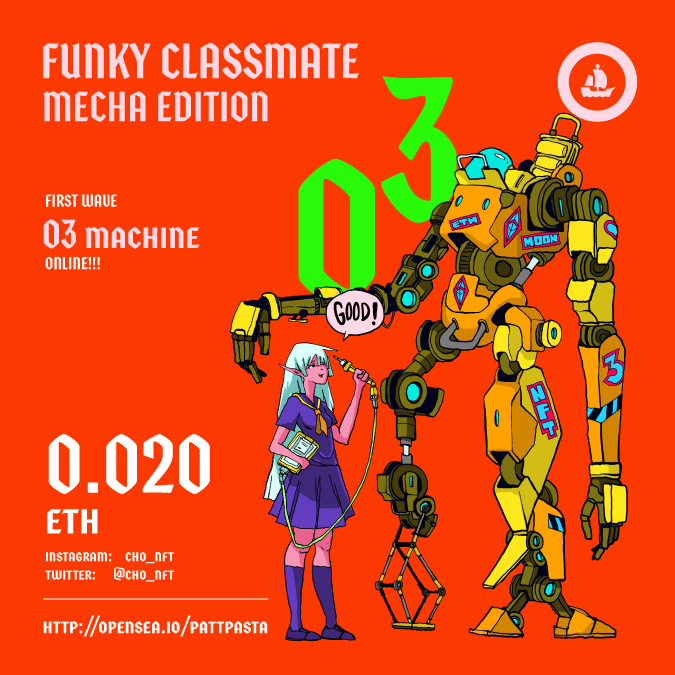 cho_nft's tweet photo. FUNKY CLASSMATE *update*

Mecha edition # 03 is Online now !!
https://t.co/Jb7dyLDpoi

#NFT #nftart #NFTartist #cryptoart #NFTcommuity #nftcollector #NFTTHAILAND  #NFTdrop #funkyclassmate https://t.co/9KZHITgyUz