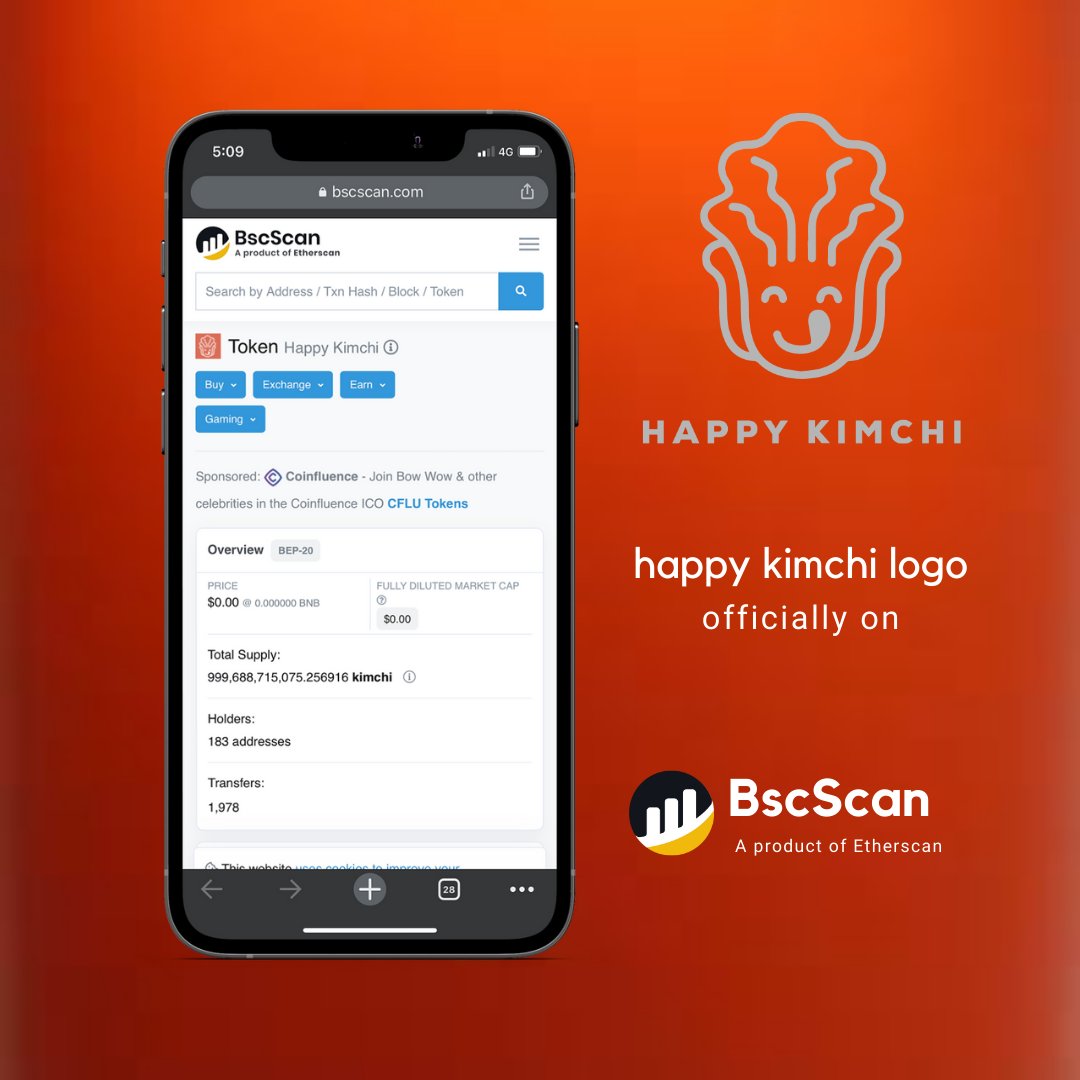 KimchiHappy's tweet photo. Check us $kimchi on #bscscan
 https://t.co/9Q5mFugnMO
#happykimchi https://t.co/SawShoK2Mj