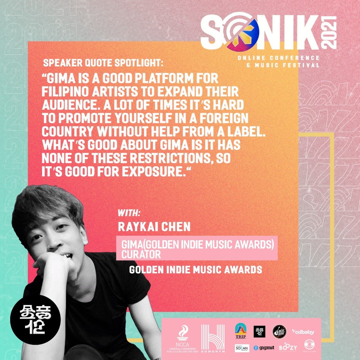 How to penetrate Taiwan if you're an indie artist: check out <a href="/GIMaward/">Golden Indie Music</a> (Golden Indie Music Awards) 🙌

#SonikPh2021
#PhilippinesRising
#MusicConference
#MusicFestival