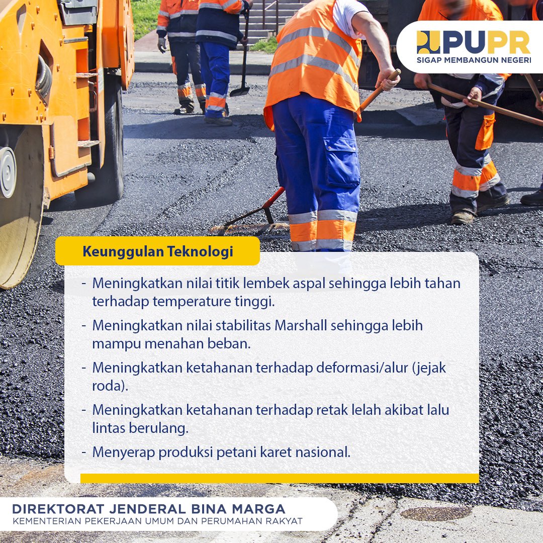 pu_binamarga's tweet photo. Apa saja ya keunggulan dari campuran beraspal menggunakan karet alam ini? Yuk simak detail infonya berikut ini, Sob!
#MenyambungNegeri #SigapMembangunNegeri
#InfoBinaMarga https://t.co/ZNUczRtPoN