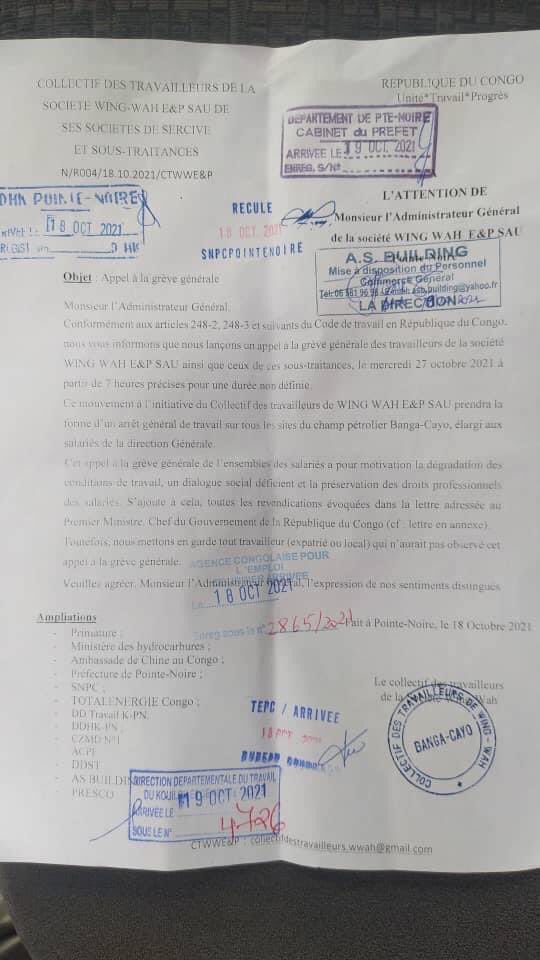 brazzanews's tweet photo. 🇨🇬 Suite aux nombreuses revendications et aux courriels adressés au gouvernement ( sans suite ) , plus précisément au premier ministre , les employés congolais de la société chinoise Wingwah ont décidé de faire grève à partir de ce Mercredi 27 octobre .#ChezMoiAuCongo https://t.co/QNiyYpaP1w