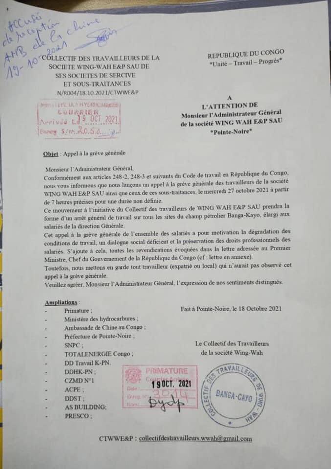 brazzanews's tweet photo. 🇨🇬 Suite aux nombreuses revendications et aux courriels adressés au gouvernement ( sans suite ) , plus précisément au premier ministre , les employés congolais de la société chinoise Wingwah ont décidé de faire grève à partir de ce Mercredi 27 octobre .#ChezMoiAuCongo https://t.co/QNiyYpaP1w