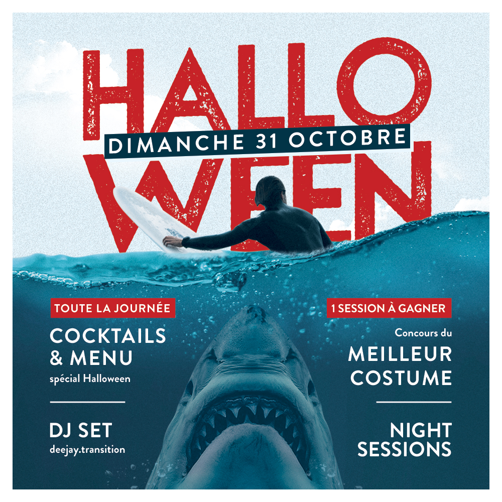 Une session MAX à GAGNER pour le meilleur déguisement sur la vague 🎁 👻
Au programme de la journée : déco terrifiante, cocktails &amp; menu spécial halloween, night sessions, DJ set avec @deejay.transition ! 
➡️ Réserve dès à présent ta session !
#halloween