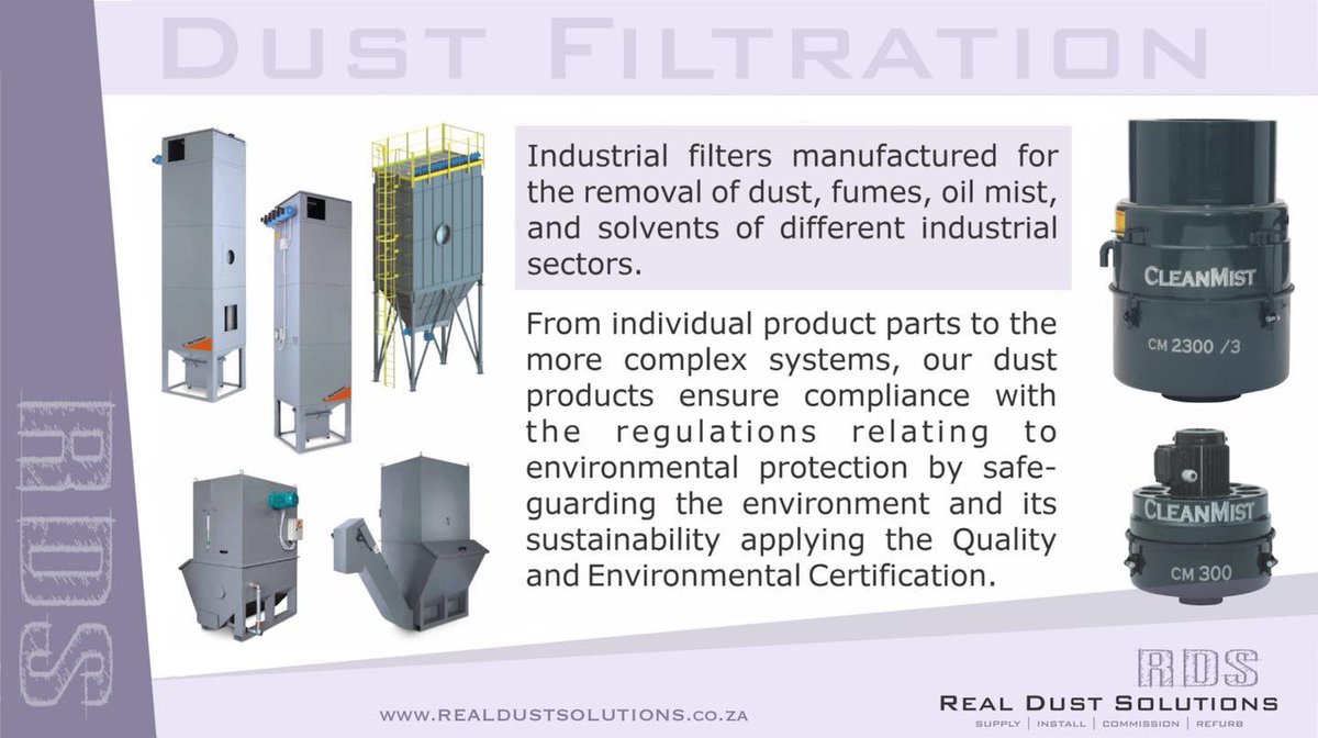 dustsolutionsZA's tweet image. We provide a broad range of dust filtration solutions. 
realdustsolutions.co.za
#RealDustSolutions #DustFiltration #Filtration #DustSolutions #RDS #TaigeisDigital