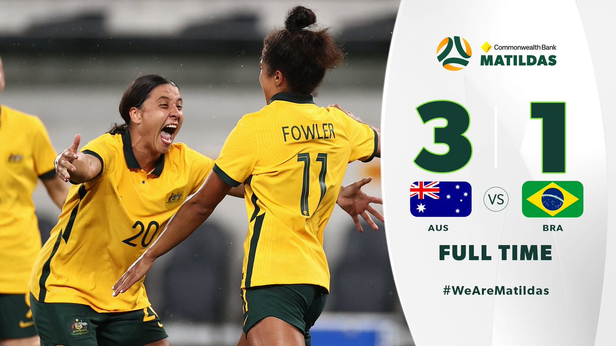 FULL TIME | We cap off our return to home soil after 18 months with a win! 

Thank you to our fans in the stadium and at home, we felt every single one of you 🙌

#AUSvBRA #WeAreMatildas