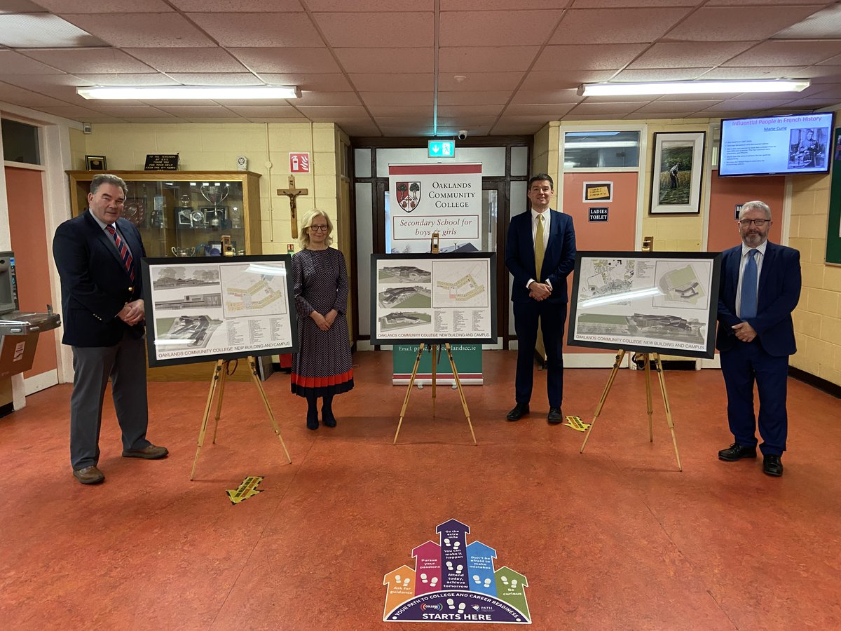 Oaklands Community College launch plans for new 1,000 pupil school and campus.

Pictured  Cllr. Robert McDermott Chairperson of Oakland Board of Management, Mairead O’ Shea Deputy Principal Oaklands, Brian Kehoe Principal Oaklands and Richard Murphy Deputy Principal Oaklands.