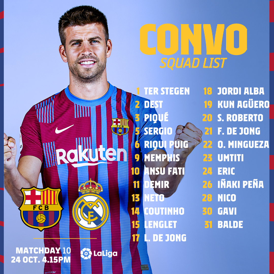 Convocatoria del barcelona para mañana