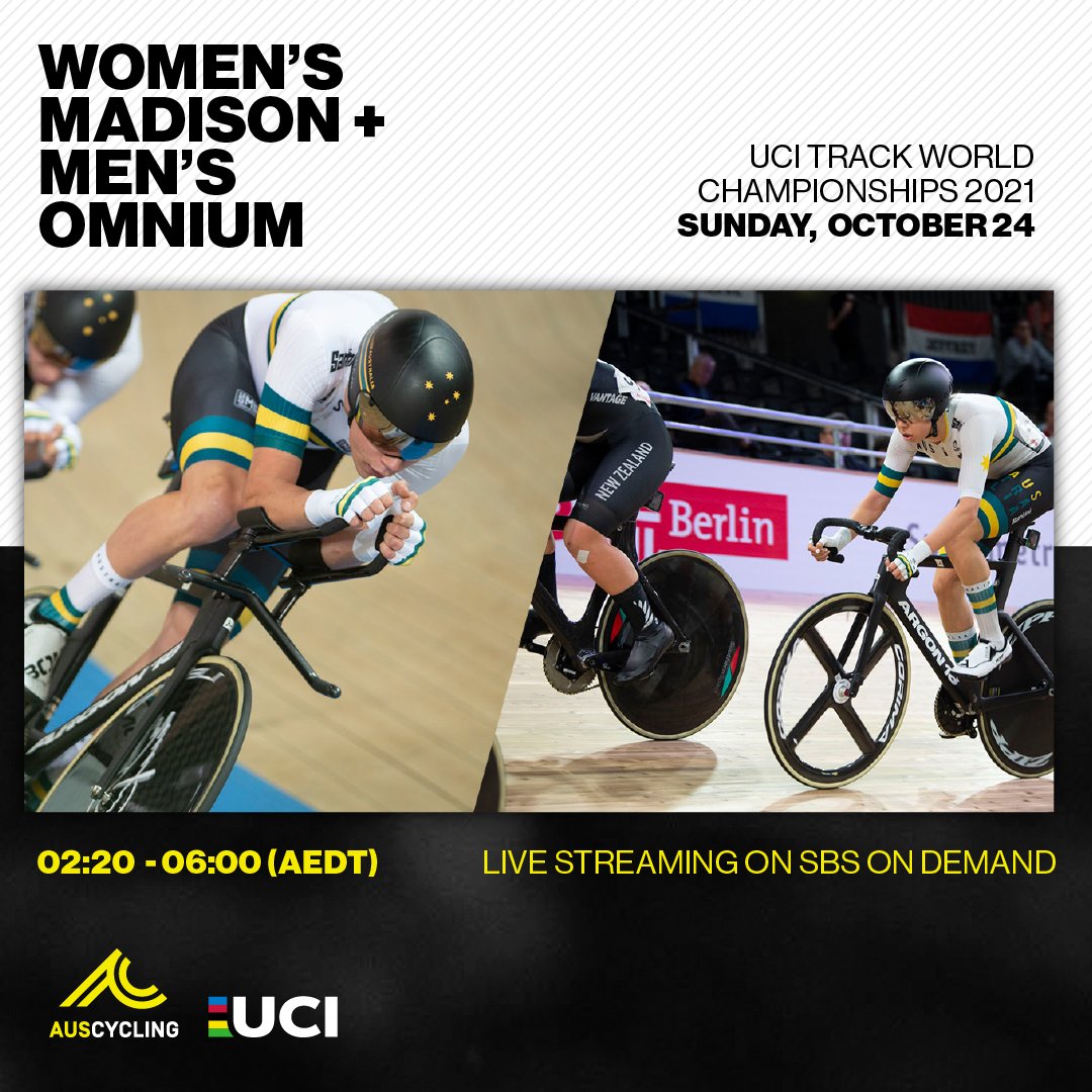 AusCyclingTeam's tweet photo. Double trouble tomorrow morning at #Roubaix2021 @UCI_Track World Championships, with @kell_obrien giving it some oomph in the men's omnium and @BakerGeorgia and @alex_manly set to rip it up in the women's Madison!🔥
#AusCyclingTeam #AussieCycling @AusCyclingAus https://t.co/StNeVGNyX8