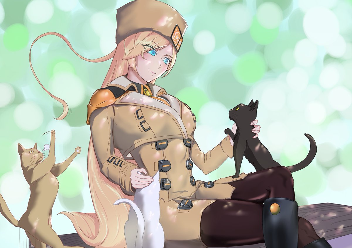 ミリア=レイジ 「休日猫遊びミリアさん#GUILTYGEAR #MilliaRage #ミリアレイ」|くれしー@fanbox skebのイラスト