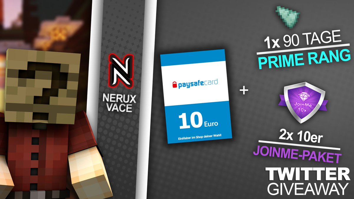 🎁 GEWINNSPIEL 🎁

Heute verlosen wir für die Community:
1x 10€ paysafecard
1x 90 Tage Prime
2x 10er JoinMe-Paket

Was ihr dafür tun müsst:
▶️ <a href="/NeruxVace/">NeruxVace.de</a>.net folgen ❤
▶️ Tweet retweeten 🔁
▶️ 2 Freunde markieren ✏️

Viel Glück an alle Teilnehmer! 🍀

Ende: 🗓 
▶️ 30.10.2021