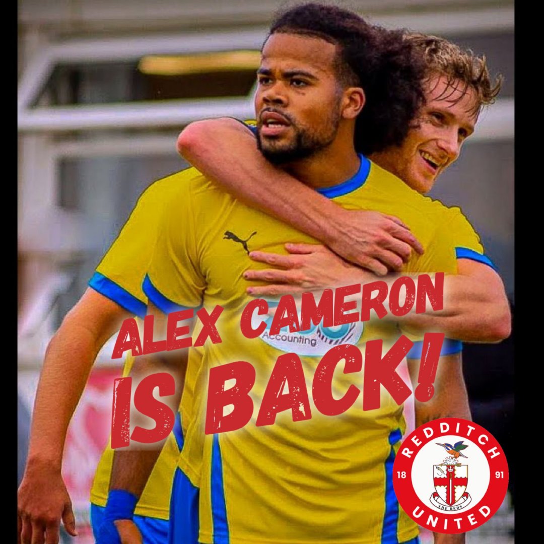 ALEX CAMERON RETURNS |

The fan-favorite forward from last season returns to The TRICO to bolster #TheReds attacking options 🔥

Alex will be in action this afternoon vs Nuneaton Borough!
Tickets here 👉 redditchunitedfc.ktckts.com/event/rdt2122h…
