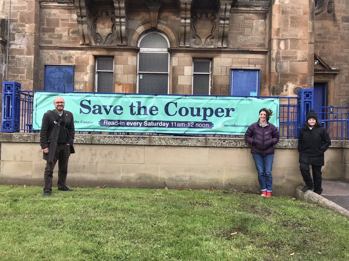 CouperSave's tweet photo. Thanks to @patrickharvie for coming to our 26th read-in to #savethecouper. We appreciate the support as we try to get our beloved library re-opened: we miss it so much. https://t.co/hveNMpa405