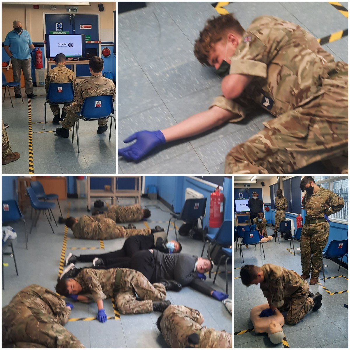 Day 1 - cadets are in full swing upskilling their 1st Aid by attending a St John's Youth First Aid course #YFAbees🐝 @OCWMercianWing @TrainingWMW <a href="/stjohnambulance/">St John Ambulance England</a>