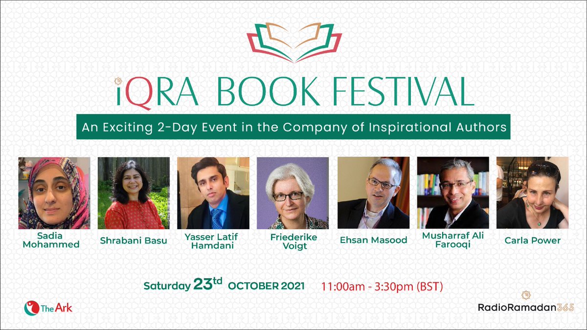 Its day one of the Iqra Book Festival 2021 and its not too late to register! Join Sadia Mohammed, @shrabanibasu_, Yasser Latif Hamdani, Friederike Voigt, @EhsanMasood, Musharraf Ali Farooqi and @carlapower today. Register for FREE now at bit.ly/3AaEkGx