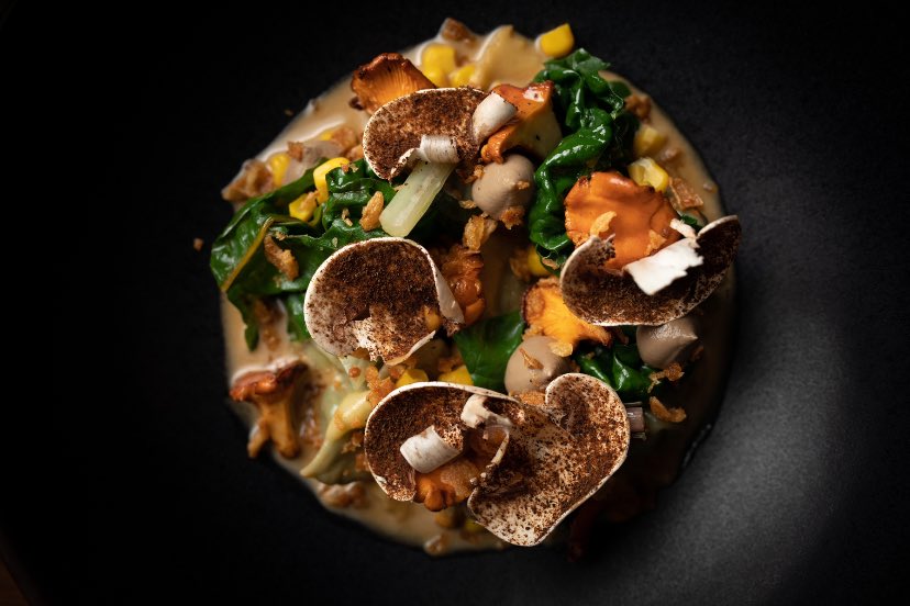 SPINACH &amp; RICOTTA AGNOLOTTI 
This stunning dish is one of Tom’s favourites.

•  chanterelles
•  sweetcorn 
•  mushroom cream 
 🍄 🌽