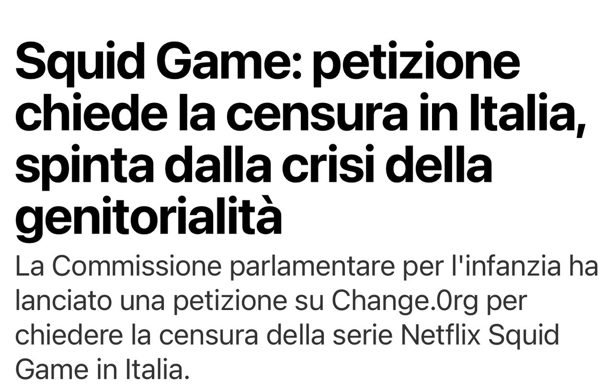 xeverglow_'s tweet photo. Se non sapete educare i vostri figli e non siete in grado di mettere il Parental Control non è colpa di una serie tv.
Il rating VM14 è scritto chiaro e tondo. 
Se i vostri bambini di 8 anni lo guardano la colpa è solo VOSTRA.

#SquidGame https://t.co/CPmnZTbTDs