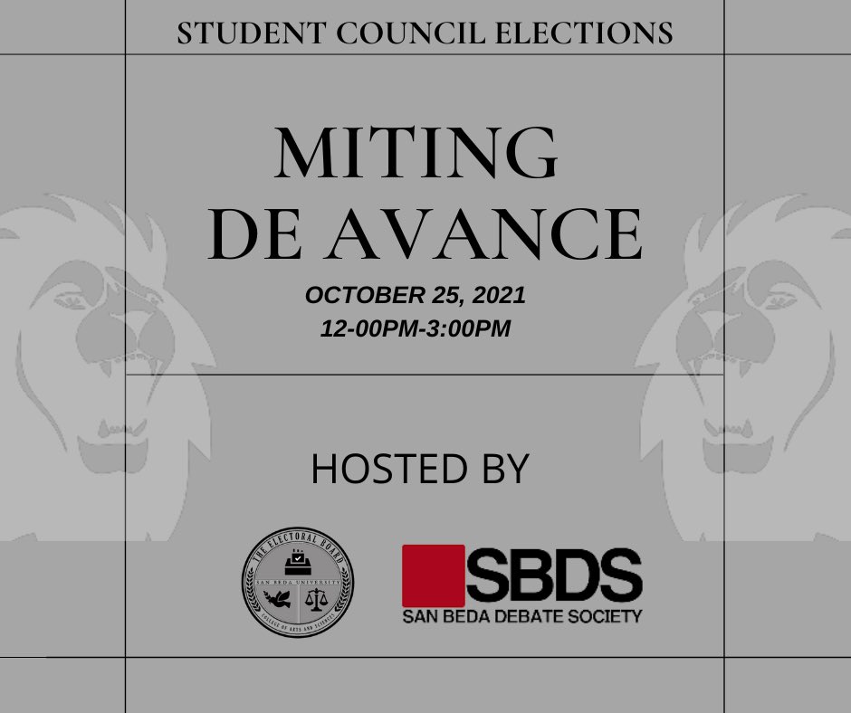 SanBedaDebate's tweet photo. The best way to participate is by engaging with the necessary conversations.

Get to know more about the candidates’ projects, advocacies, and stances on key social issues! 

See you Bedans this coming Monday, October 25, 2021 for the MDA! 

#SBUElections2021
#AnimoSanBeda ❤️ https://t.co/L3Rd8ygWoh